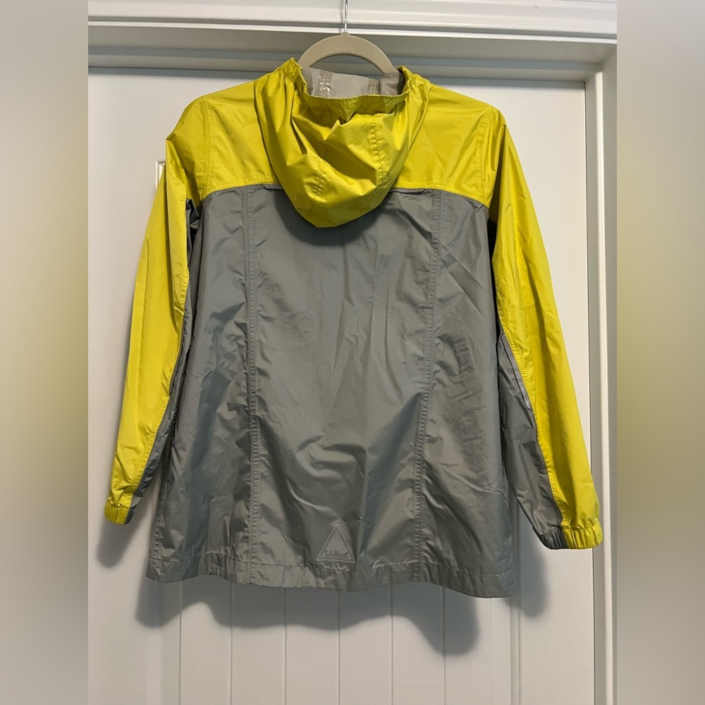 L.L. Bean Youth L Rain Jacket Gray Yellow Waterproof Reflective Outdoor Shell - Picture 3 of 16